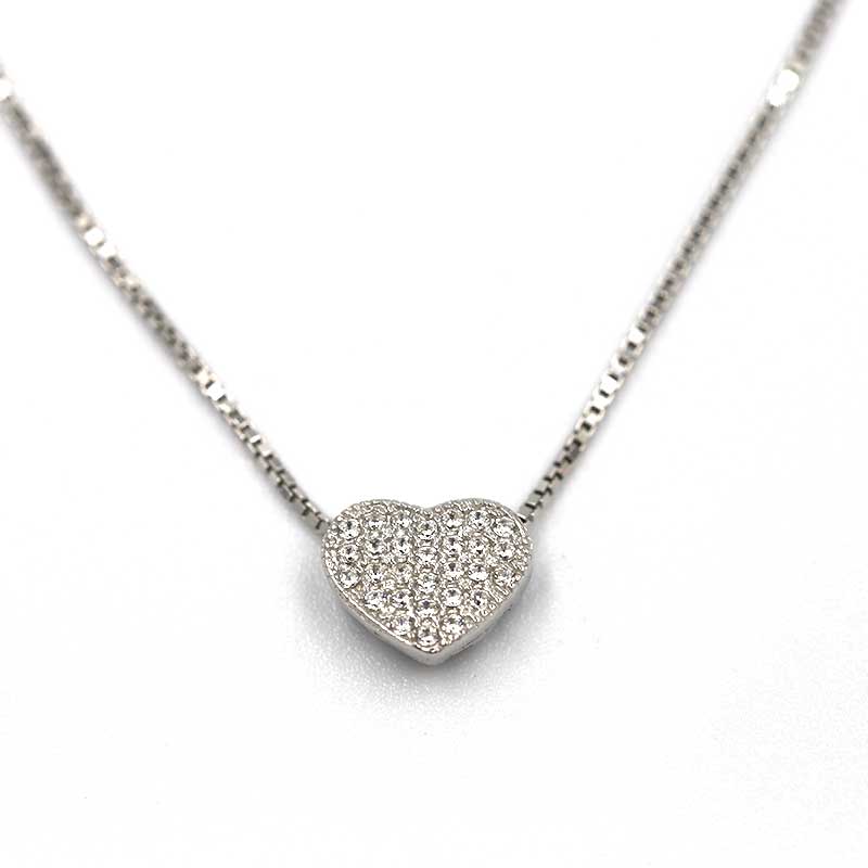 ΚΟΛΙΕ ΚΑΡΔΙΑ ΜΕ ΠΕΤΡΕΣ ΖΙΡΓΚΟΝ ΑΣΗΜΙ 925 kolie kardia me petres zirgkon ashmi 925