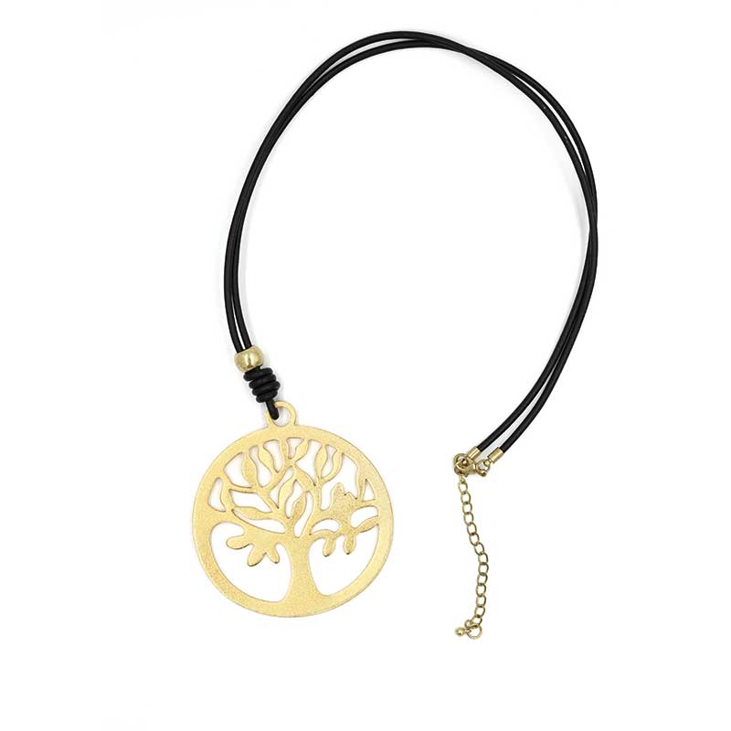 κολιε δεντρο της ζωής kremasto me dermatino kordoni kai dentro tis zois