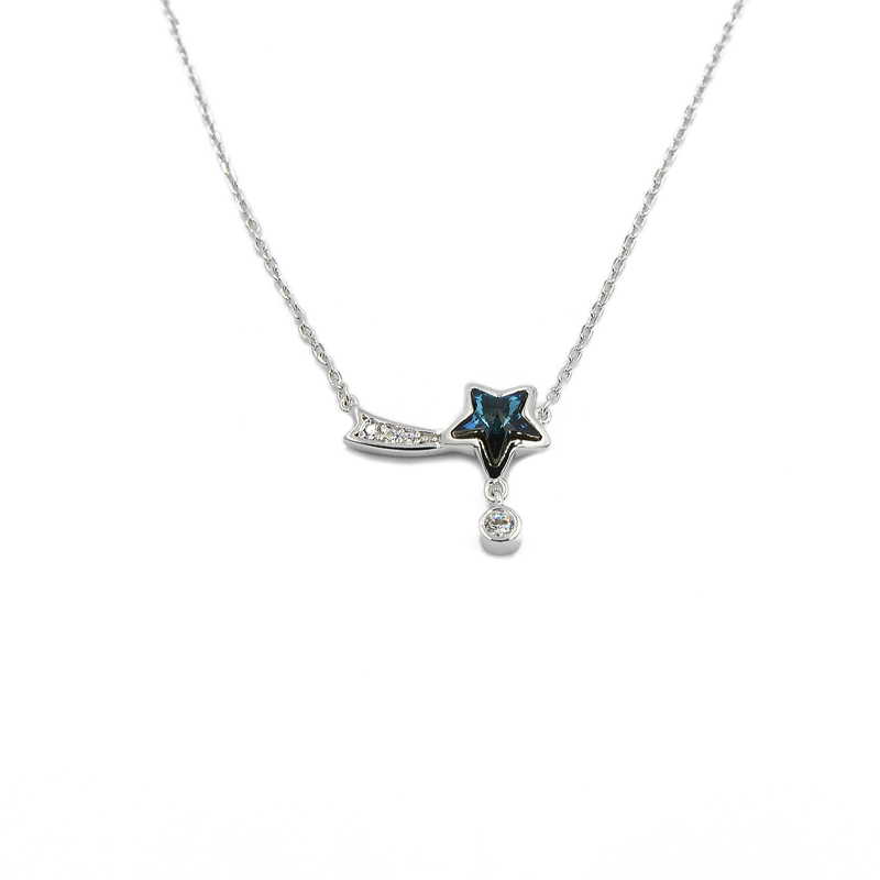 ΚΟΛΙΕ ΑΣΤΕΡΙ ΜΠΛΕ ΑΠΟ ΑΣΗΜΙ 925 kolie asteri mple apo ashmi 925