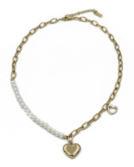 gynaikeio kolie me kardia kai perles apo atsali