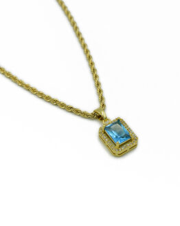 ΚΟΛΙΕ ΜΕ ΜΠΛΕ ΠΕΤΡΑ ΚΑΙ ΣΤΡΑΣ ΑΠΟ ΑΤΣΑΛΙ kolie me mple petra kai stras apo atsali