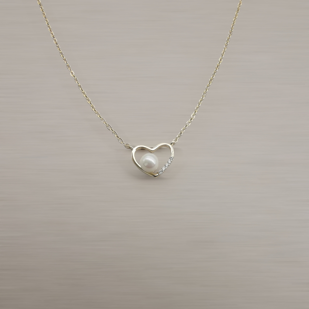 ΚΟΛΙΕ ΚΑΡΔΙΑ ΜΕ ΠΕΡΛΑ ΚΑΙ ΣΤΡΑΣ ΑΠΟ ΑΣΗΜΙ 925 kolie kardia me perla kai stras apo ashmi 925