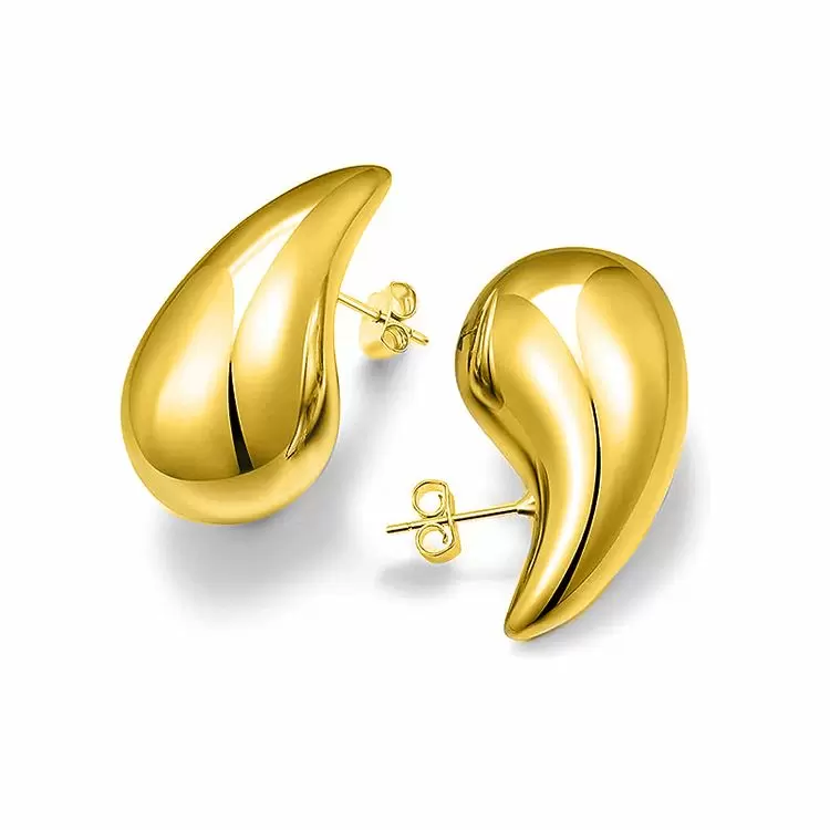 Σκουλαρίκια drop gold 3 cm από ατσάλι skoylarikia drop gold 3 cm apo atsali