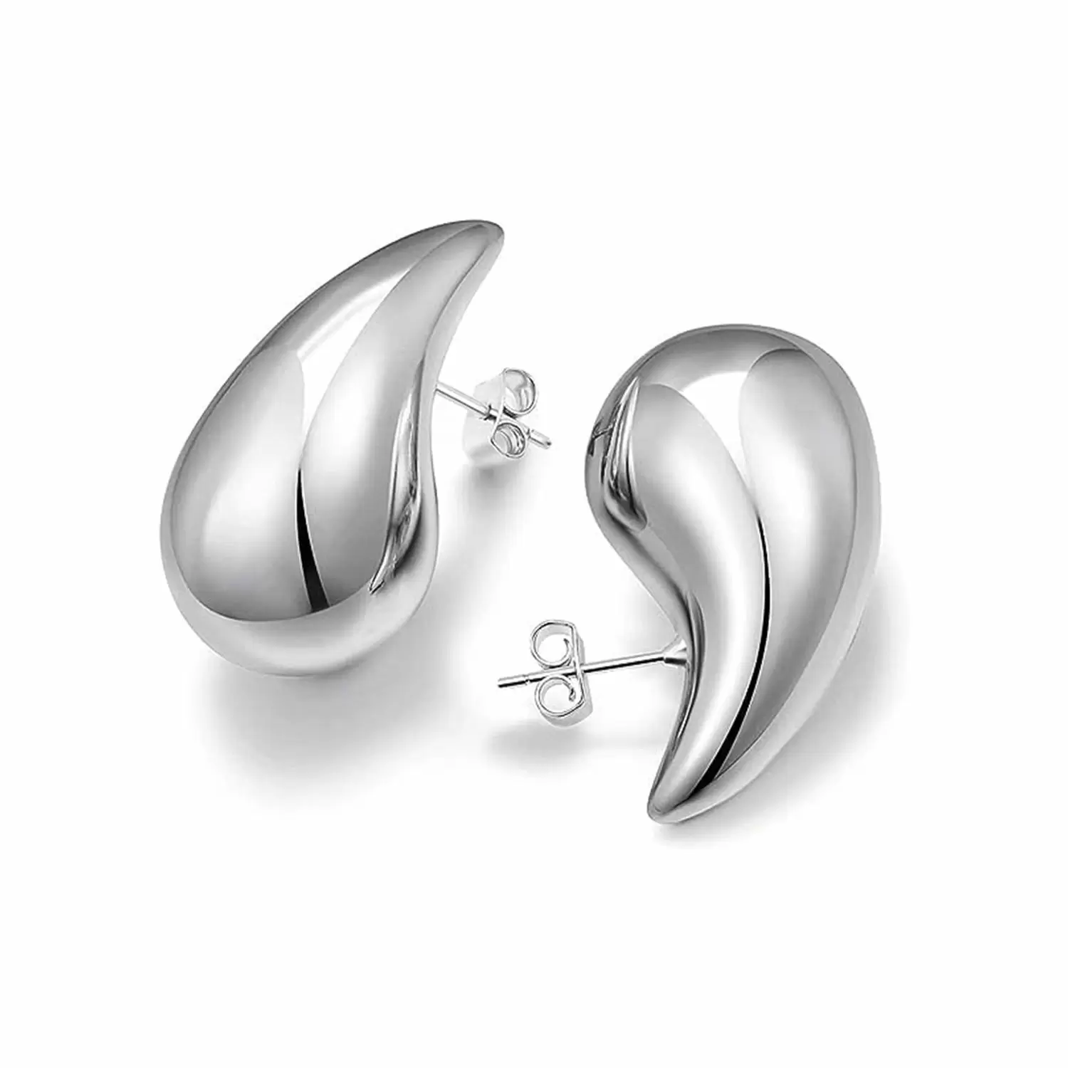 Σκουλαρίκια drop silver 3 cm από ατσάλι skoylarikia drop silver 3 cm apo atsali